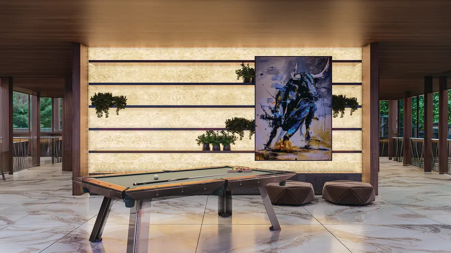 Tonino Lamborghini Residences - Games lounge with billiards table
