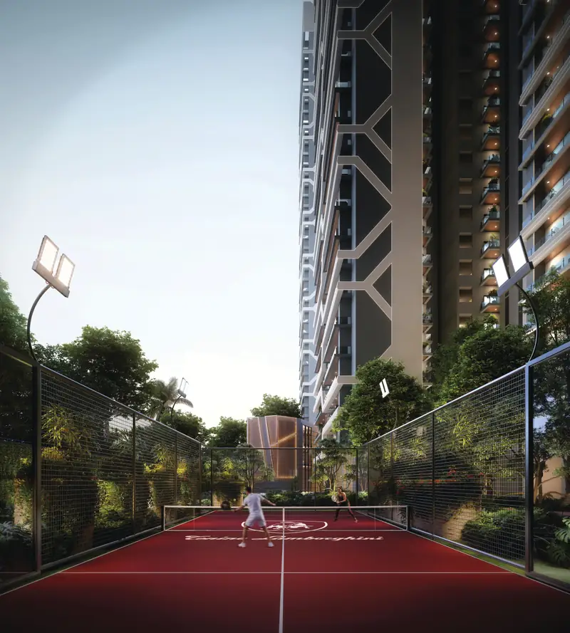 Tonino Lamborghini Residences - Floodlit branded tennis court